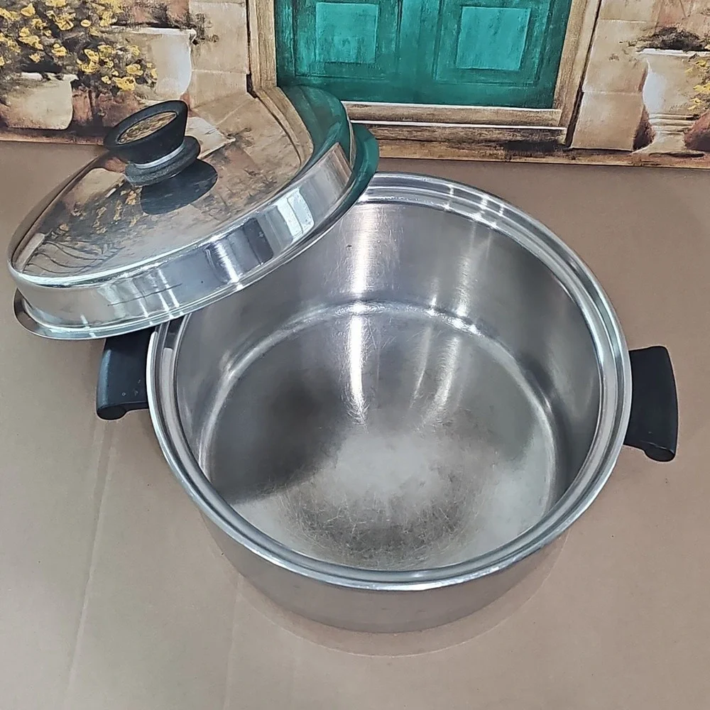 AMWAY QUEEN 6 Qt. Stock Pot & Lid Multi-Ply 18-8 Stainless USA    VERY CLEAN!